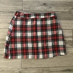 Plaid Women's Skirt - Red and White